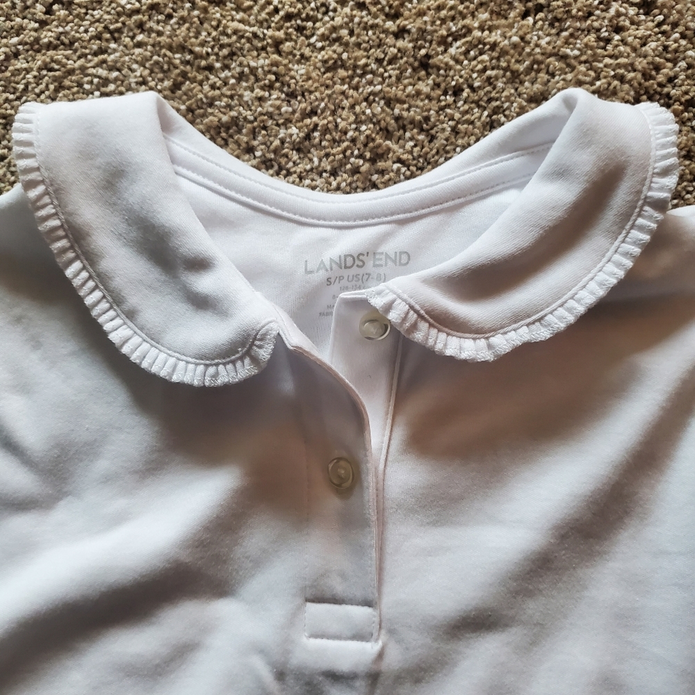 Girls Lands End White Polo